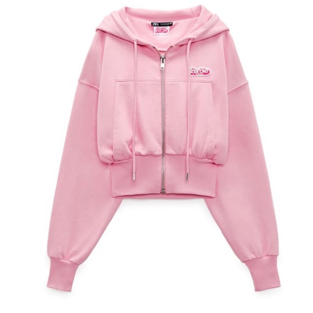 ZARA X BARBIE THE MOVIE PINK SWEATSHIRT HOODIE SMALL